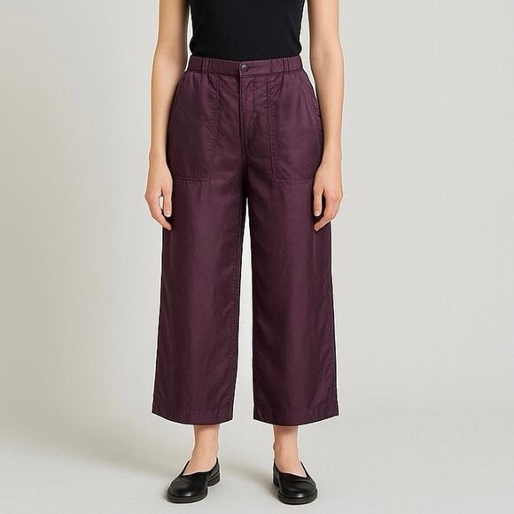 Babette SF satin burgundy wide leg ankle pant size Small Rayon elastic waist - Picture 1 of 16